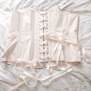 Corset Story Dahlia Prairie Pink Cotton Overbust Corset Zip Front